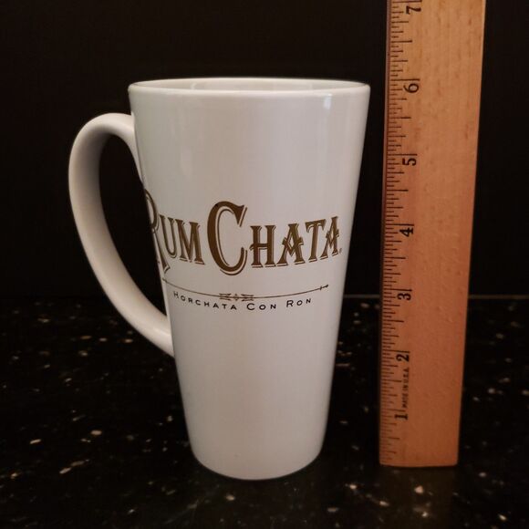 Rum Chata Horchata Con Ron Ceramic Coffee Mug Cup 6" Tall White Gold logo 14oz - Picture 9 of 9